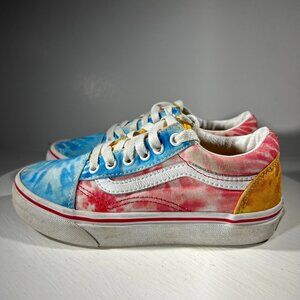 Vans Tie Dye Kids Size 1 Color Block Shoes Sneakers Girls TieDye ART School Walk